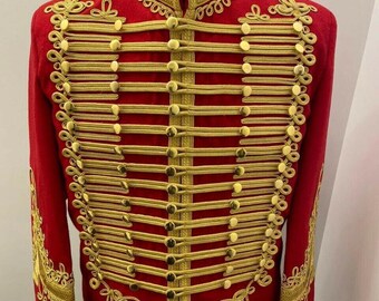 Vintage militaire jas Napoleontisch uniform Huzarenjas Tuniek pelisse Hendrix pijpbandjas / borstomvang 34" tot 54" inch