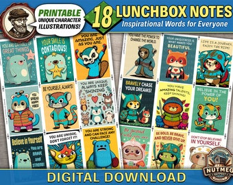 Printable Lunchbox Notes - Cute Animals | Fun Fantasy Creatures | Inspirational Quotes | Encouraging Words | Kid-Approved - Digital Download