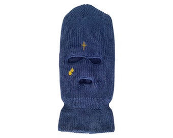 Embroidered 3 Hole Ski Mask | Knitted Balaclava | Snood | Wooly hat | Winter| Face covering | Full Mask | Halloween | Snowboard | Beanie |