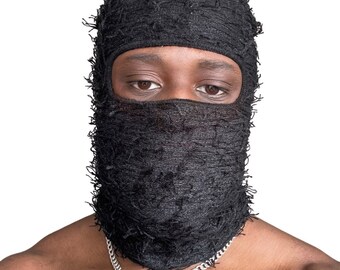 Distressed 1 Hole Ski Mask | Knitted Balaclava | Snood | Wooly hat | Winter| Face covering | Full Mask | Halloween | Snowboard | Beanie |