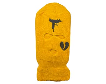 Embroidered 3 Hole Ski Mask | Knitted Balaclava | Snood | Wooly hat | Winter| Face covering | Full Mask | Halloween | Snowboard | Beanie |