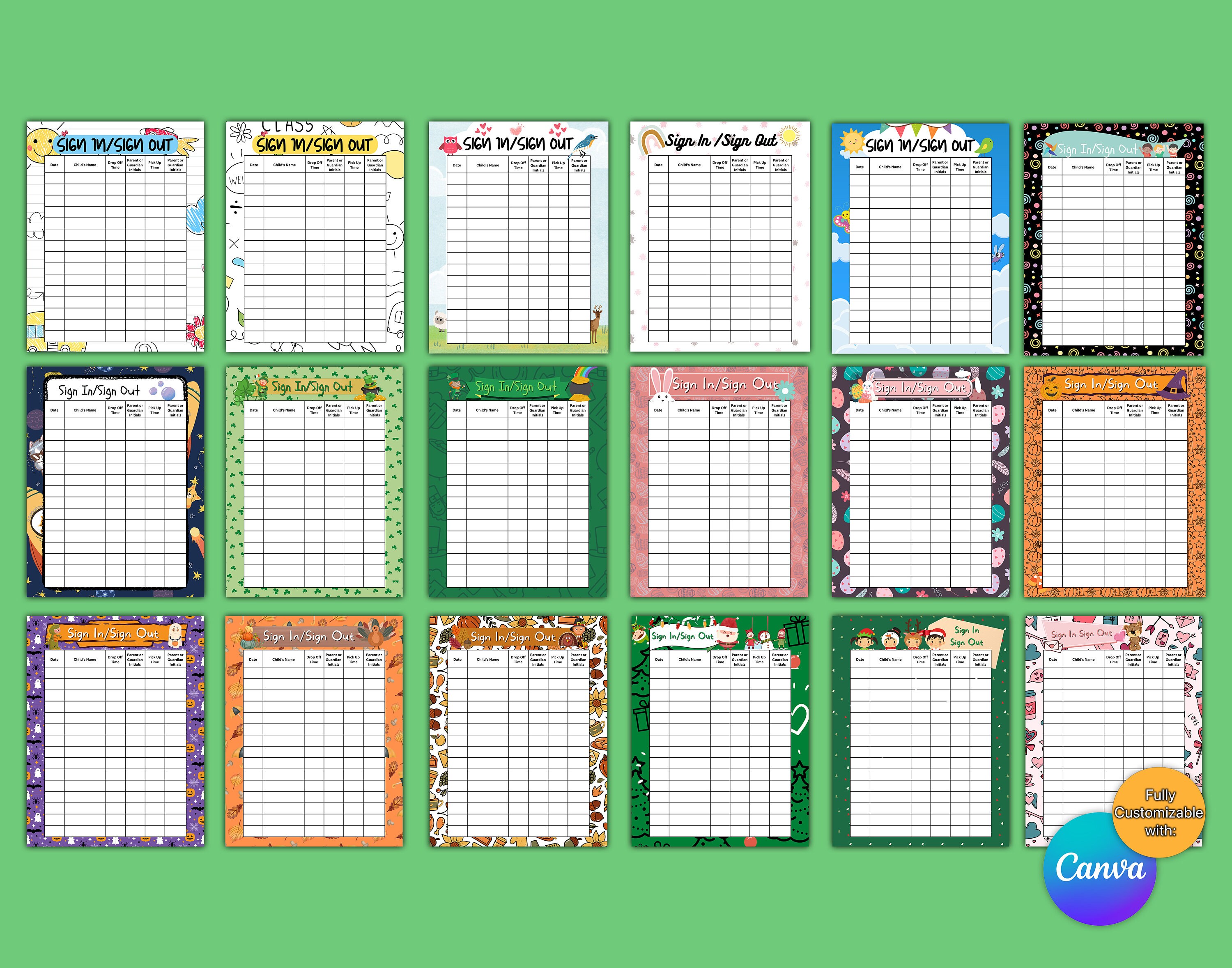 Cute sign in and out forms for daycare and childcare professionals etsy