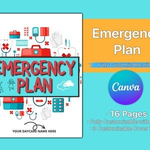 Daycare Emergency Plans, Customizable with Canva, Perfect for Daycare, Childcare, and Preschool, 3 Colorful Cover Pages