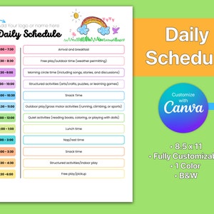 Daily Daycare Schedule, Fully Customizable with Canva