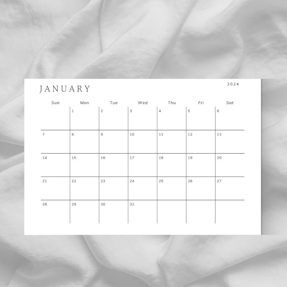 2024 Calendar 2024 Monthly Planner Simple Monthly Calendar Sunday
