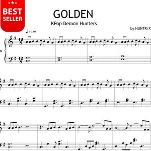 Golden – Pianoforte facile - HUNTR/X / KPop Demon Hunters / Spartiti per pianoforte di livello 3–4 PDF PNG / Download immediato