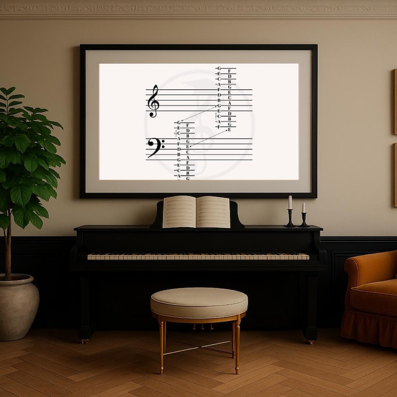 Music Theory Chart - Printable Staff Notes Reference for Beginners ...