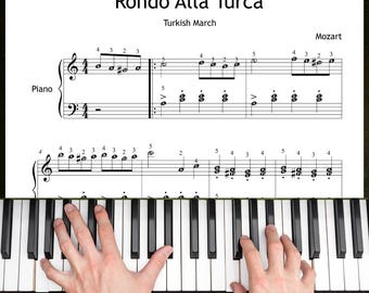 Alla Turca (Turkish March) (Simplified Version) – Mozart |  Piano Sheet Music PDF (Grade 3) + Color Notes, Note Names, MP3 & Video
