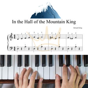 In the Hall of the Mountain King - Grade 1 - Simplified Very Easy Piano Sheets - Digital Download - with finger numbers