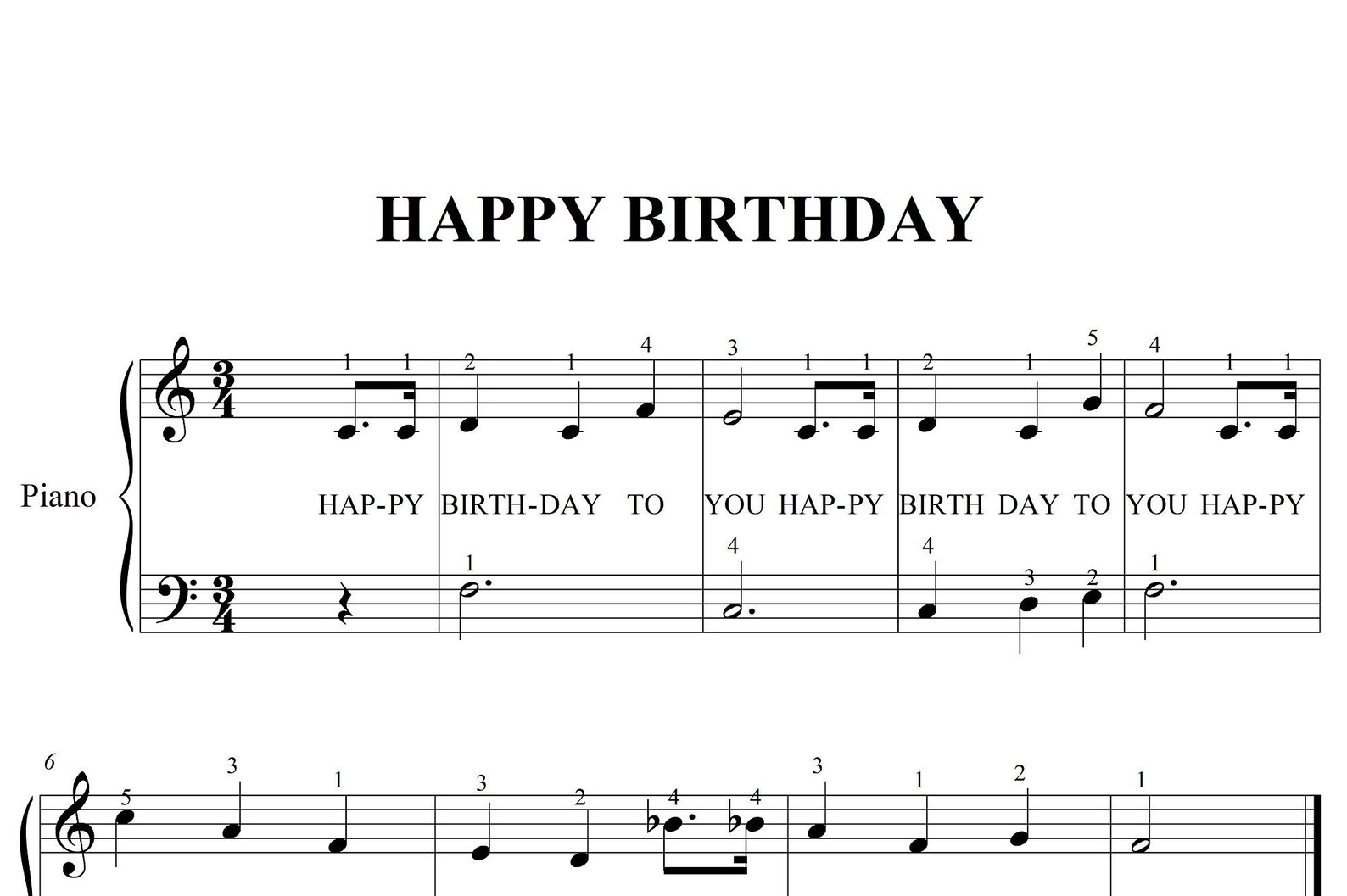 Happy Birthday - Short &amp; Very Easy Piano Sheets - Digital Download ...