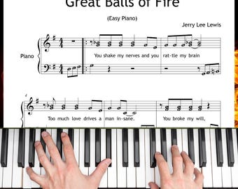 Grandes bolas de fuego – Partitura fácil para piano / Grados 3-4 (PDF)