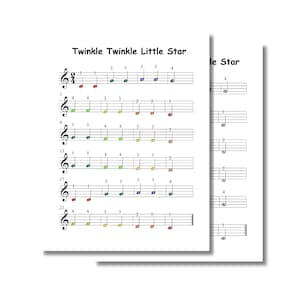 Twinkle Twinkle Little Star – Grade 0 – Very Simplified Easy Piano Sheet for Beginners | Color Notes + Letter Names + Finger Numbers