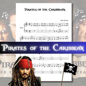 Pirates of the Caribbean – Grade 2–3 Piano | Simplified Sheet Music with Color Notes, Note Names, Finger Numbers & MP3