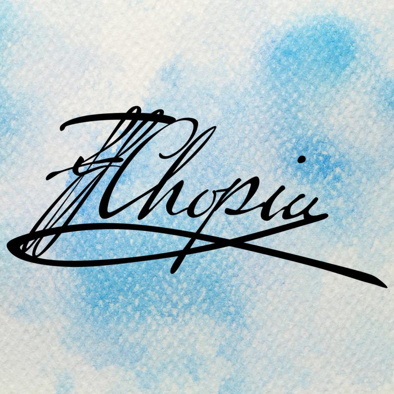Peut inclure: Texte manuscrit noir "Thopia" sur un fond aquarelle aux teintes bleues claires et fonc&eacute;es. Le texte est stylis&eacute; avec un design fluide et &eacute;l&eacute;gant, et le fond a un aspect doux et m&eacute;lang&eacute;.
