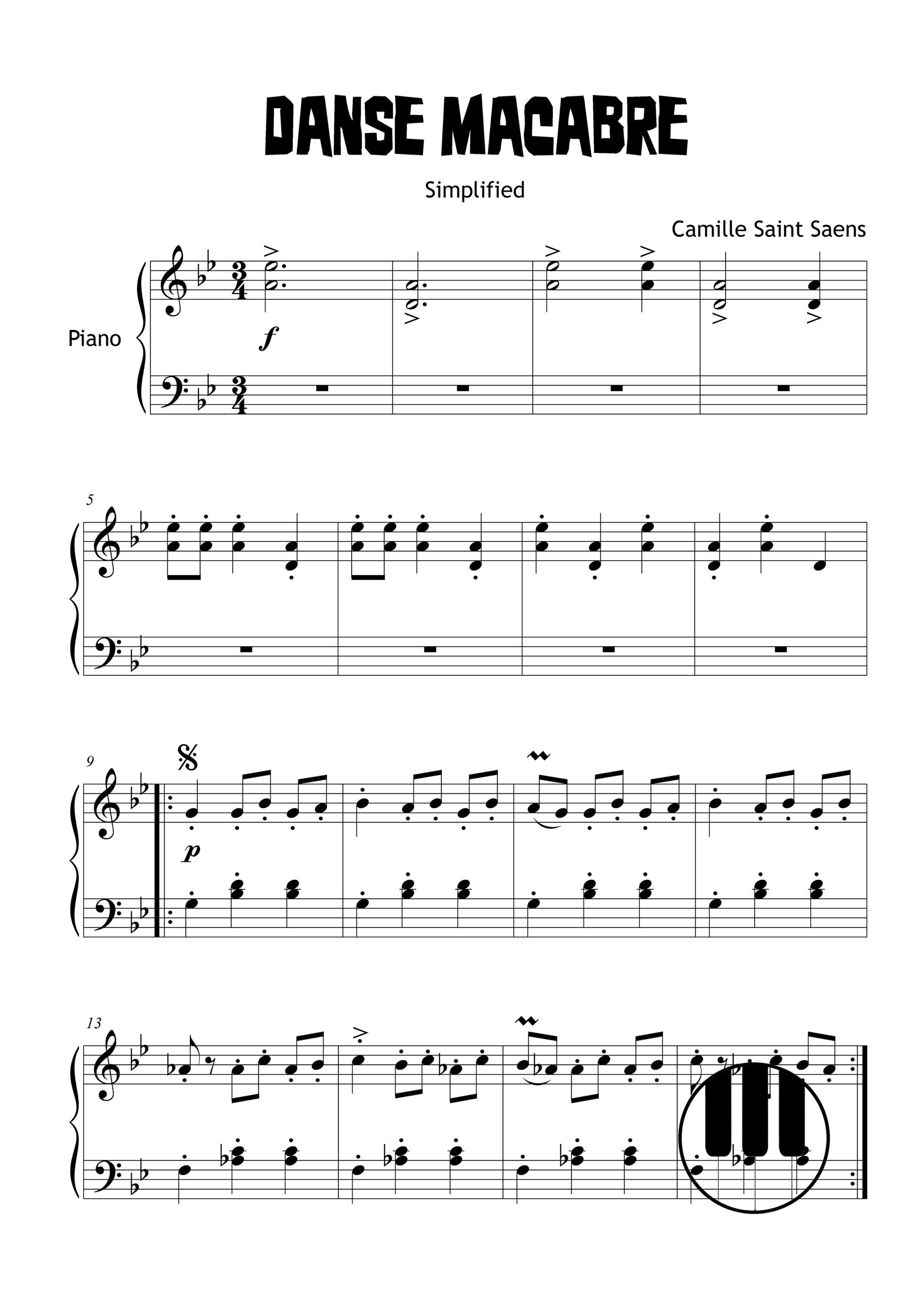 サン＝サーンス作曲「死の舞踏」｜グレード2 簡単ピアノ ハロウィン