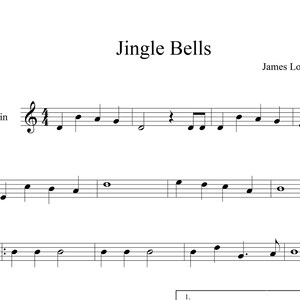Jingle Bells - Very Easy Piano Sheets - Digital Download - With Lyrics ...