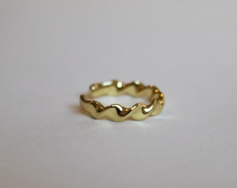 18k Vergoldeter gedrehter Manschettenring | Verstellbarer Ring | Zierlicher Goldring | Gold Ring | Schlichter Goldring | Minimalist Gold Ring