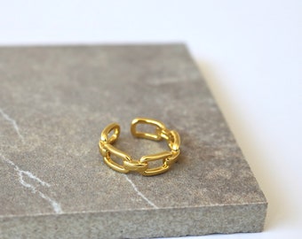 18k Gold Plated Chain cuff ring | Adjustable ring | Dainty Gold ring | Gold Ring | Simple gold ring | Minimalist Gold Ring | Chain Gold Ring