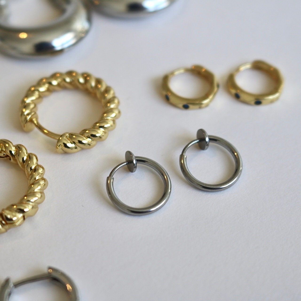304 Stainless Steel Retractable Clipon Hoop Earrings for Nonpierced