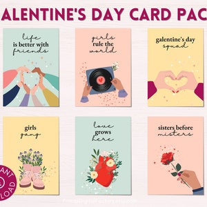 Afdrukbaar Galentines Day Card Pack, digitale download Galentines Day Gifts, Last Minute Galentines Card DIY voor beste vrienden en vriendinnen