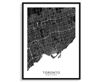 Toronto City Map Art, Minimalist Black and White Print (Digital Download)
