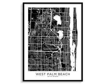 West Palm Beach Map Art Print, Minimalist City Poster (Digital Download)