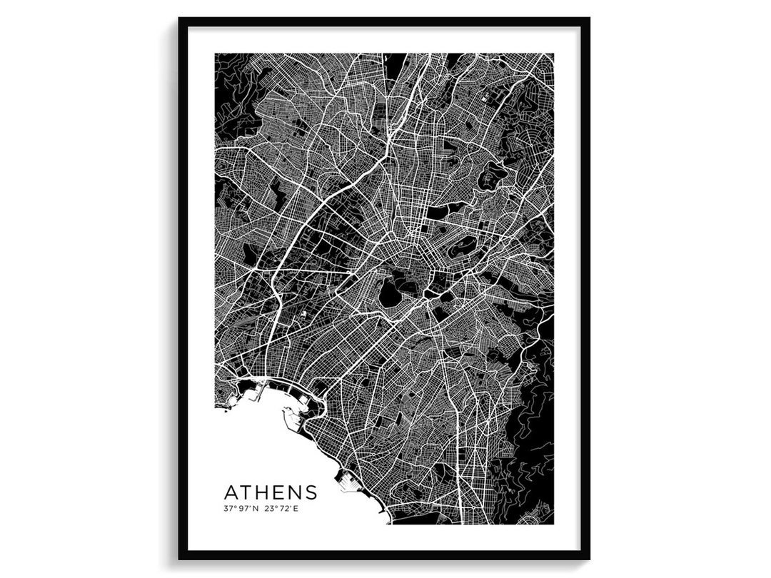ATHENS City Map Modern Minimalist Map for Wall Decor Wall Art Poster ...