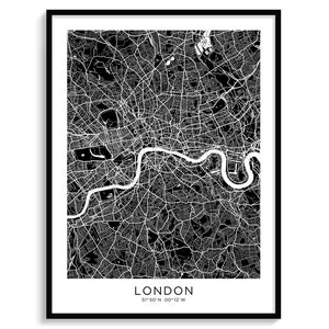 LONDON Stadt Karte Moderne minimalistische Karte für Wand Dekor Wand Kunst Karte Poster Digitaler Download Schwarz Weiß Elegant Urban Cool Travel UK