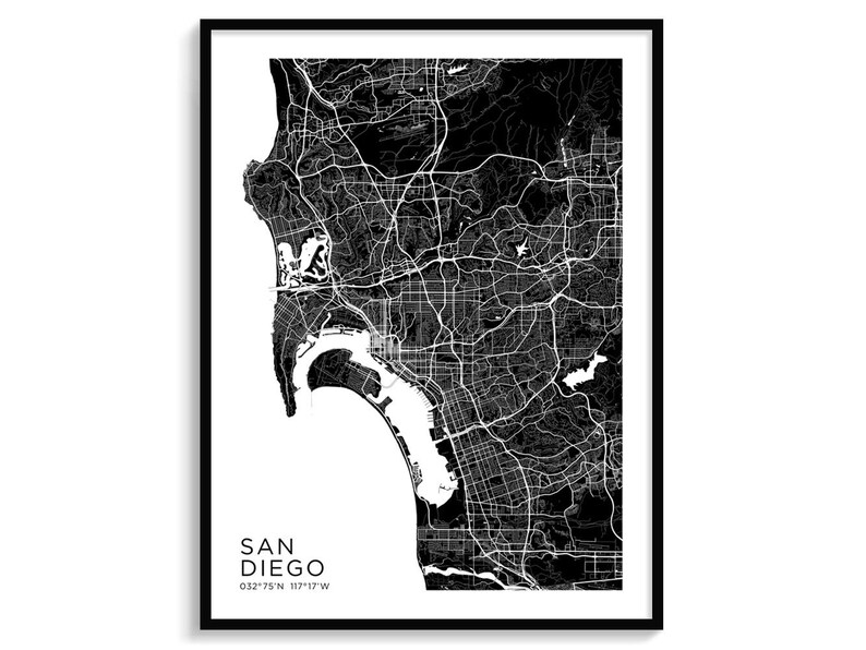 SAN DIEGO City Map Modern Map Minimalist Map Wall Decor Wall Art ...