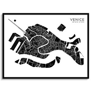 VENETI Stadskaart moderne kaart minimalistische kaart muur decor kunst aan de muur digitale download zwart-wit elegante stedelijke coole reisposter Italië