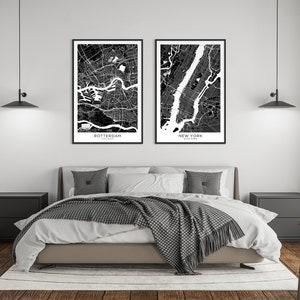 ROTTERDAM City Map, Modern Minimalist Map for Wall Decor, Wall Art, Digital Download, Black and White, Travel, Poster, Netherlands image 5