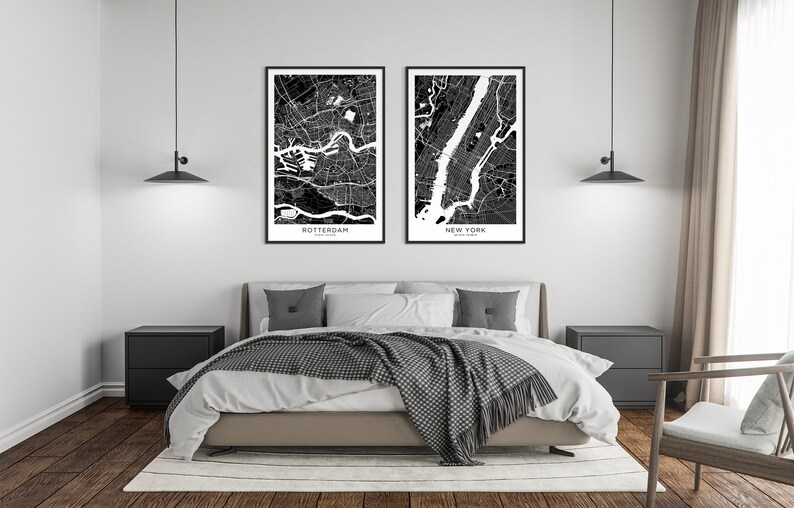 ROTTERDAM City Map, Modern Minimalist Map for Wall Decor, Wall Art, Digital Download, Black and White, Travel, Poster, Netherlands image 5