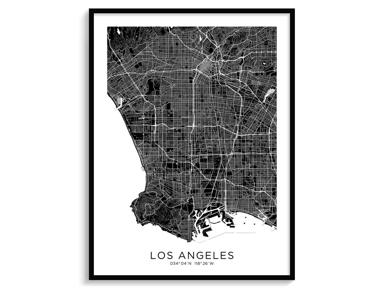 LOS ANGELES City Map Modern Map Minimalist Map Wall Decor Wall Art Digital  Download Black and White Elegant Urban Cool Travel Poster USA - Etsy, image size:1333x1000