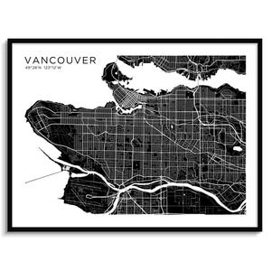 VANCOUVER Stadt Karte Moderne Landkarte Minimalistische Karte Wand Dekor Wand Kunst Digitaler Download Schwarz Weiss Elegant Urban Cool Reise Poster Kanada