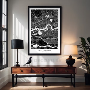 ROTTERDAM City Map, Modern Minimalist Map for Wall Decor, Wall Art, Digital Download, Black and White, Travel, Poster, Netherlands image 3