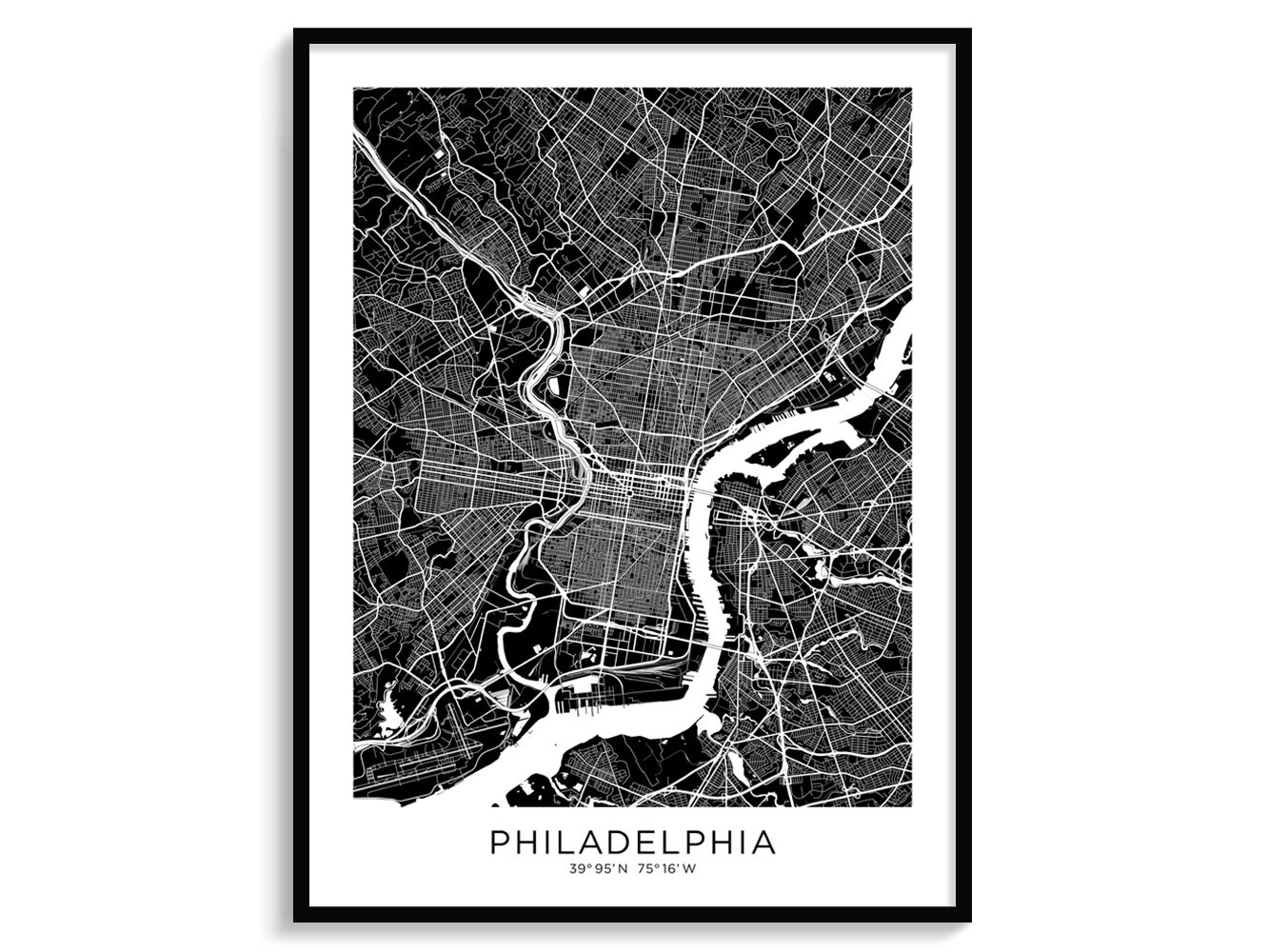 PHILADELPHIA City Map Modern Minimalist Map for Wall Decor Wall Art ...