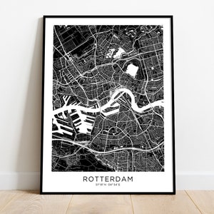 ROTTERDAM City Map, Modern Minimalist Map for Wall Decor, Wall Art, Digital Download, Black and White, Travel, Poster, Netherlands image 8