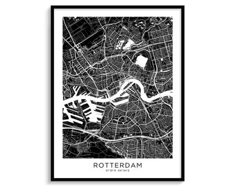 Rotterdam City Map Print, Minimalist Black and White Netherlands Art (Digital Download)