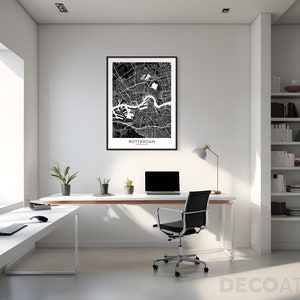 ROTTERDAM City Map, Modern Minimalist Map for Wall Decor, Wall Art, Digital Download, Black and White, Travel, Poster, Netherlands image 7