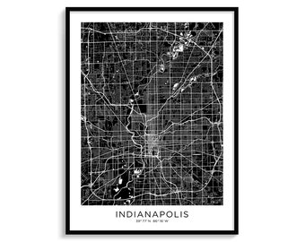 INDIANAPOLIS - City Map, Modern Minimalist Map for Wall Decor, Wall Art, Poster, Digital Download, Black and White, Elegant, Abstract