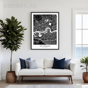ROTTERDAM City Map, Modern Minimalist Map for Wall Decor, Wall Art, Digital Download, Black and White, Travel, Poster, Netherlands image 4