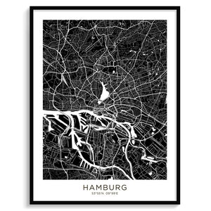 HAMBURG Karte Moderne Karte Minimalistische Karte Wand Dekor Wand Kunst Digital Download Schwarz Weiß Elegante Urban Reise Karte Poster Deutschland