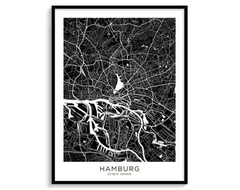 HAMBURG Map Modern map Minimalist City Map Travel Poster map Print (UNFRAMED) Wall Decor Home Decor Decorative Map Netherlands