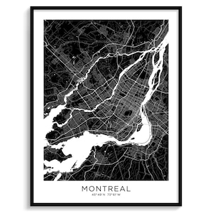 MONTREAL City Map Modern Map Minimalist Map Wall Decor Wall Art Digital Download Black and White Elegant Urban Cool Travel Poster Canada
