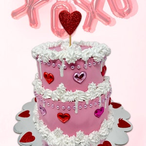 Hand Made Galentines Valentines Heart Cake Foe Dessert Sweet Prop