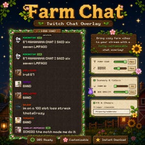 Stardew Valley Twitch Chat Widget for streamers, a Cozy Farm Pixel Chat Box for OBS Browser Source, PNGtuber Vtuber, Pixel Stream Chat