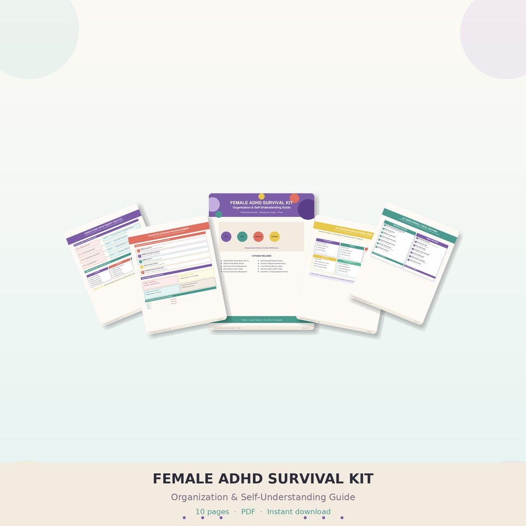 Female ADHD Printable Kit | ADHD Planner Women | Executive Dysfunction ...