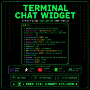 Terminal Twitch Overlay Terminal Chat Widget Retro Hacker CRT Chat Box Youtube Kick TikTok Multistream OBS Browser Source Instant Download