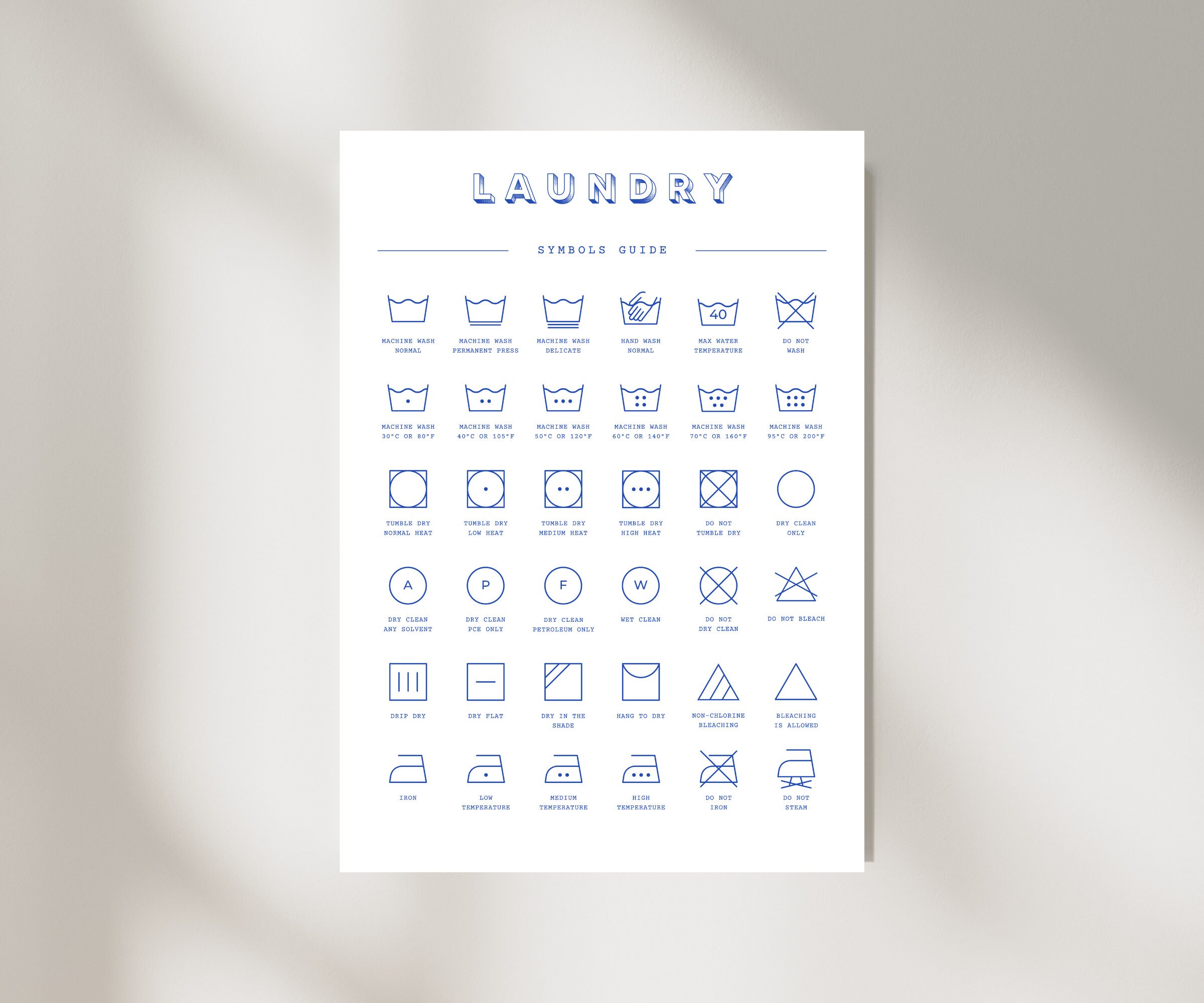 Laundry Icons English Bathroom Posters HWR Washroom - Etsy