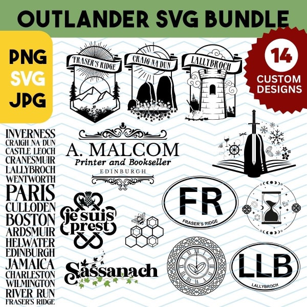 Outlander SVG Bundle | Digital Files for Outlander Stickers, Shirts, Cricut, etc.